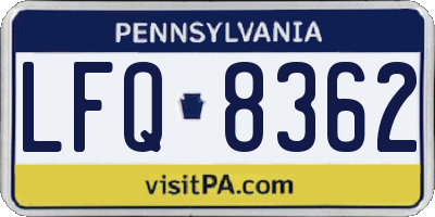 PA license plate LFQ8362