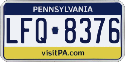 PA license plate LFQ8376