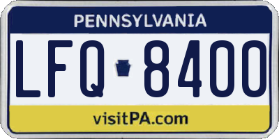 PA license plate LFQ8400
