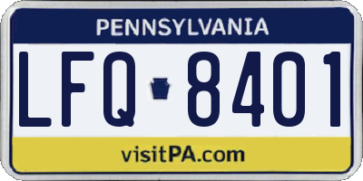 PA license plate LFQ8401