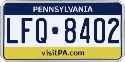 PA license plate LFQ8402