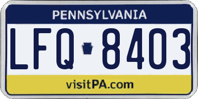 PA license plate LFQ8403