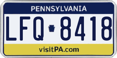 PA license plate LFQ8418