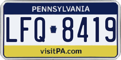 PA license plate LFQ8419