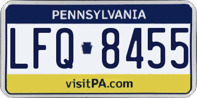 PA license plate LFQ8455