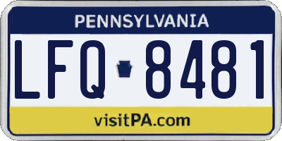 PA license plate LFQ8481
