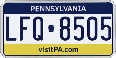 PA license plate LFQ8505