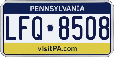 PA license plate LFQ8508