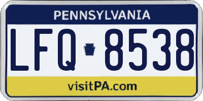 PA license plate LFQ8538