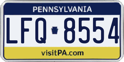 PA license plate LFQ8554