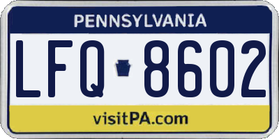 PA license plate LFQ8602