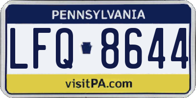 PA license plate LFQ8644