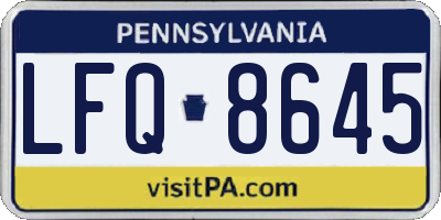 PA license plate LFQ8645