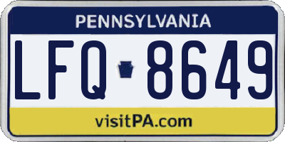 PA license plate LFQ8649