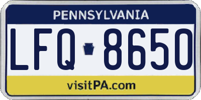 PA license plate LFQ8650