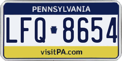 PA license plate LFQ8654