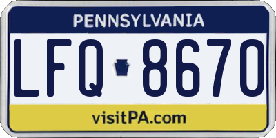 PA license plate LFQ8670