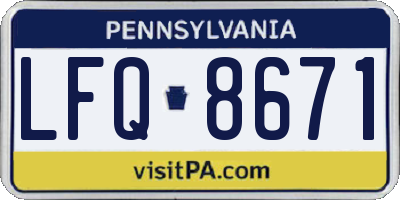 PA license plate LFQ8671