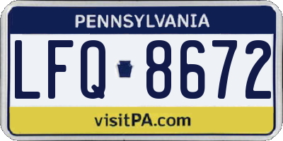 PA license plate LFQ8672