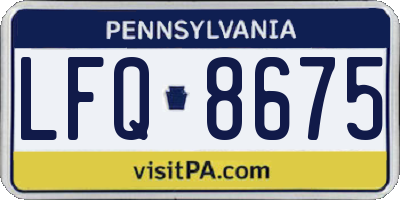 PA license plate LFQ8675