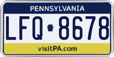 PA license plate LFQ8678