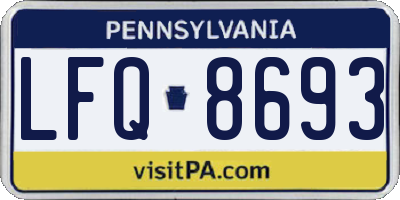 PA license plate LFQ8693