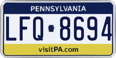 PA license plate LFQ8694