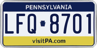 PA license plate LFQ8701