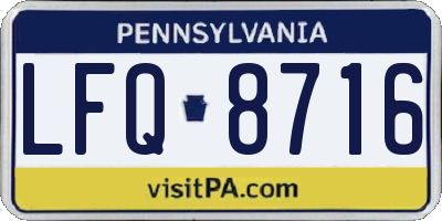 PA license plate LFQ8716