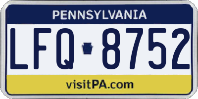 PA license plate LFQ8752