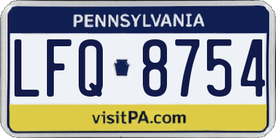 PA license plate LFQ8754