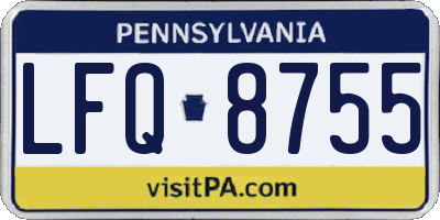 PA license plate LFQ8755
