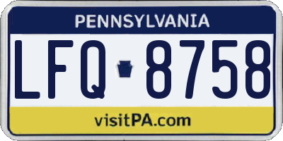 PA license plate LFQ8758