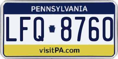PA license plate LFQ8760