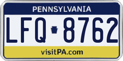 PA license plate LFQ8762