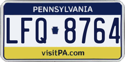 PA license plate LFQ8764