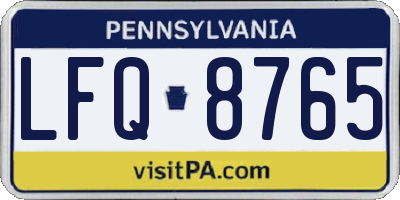 PA license plate LFQ8765
