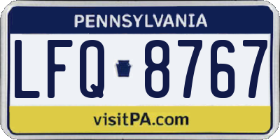 PA license plate LFQ8767
