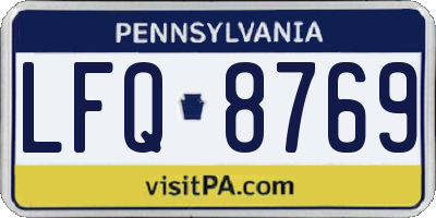 PA license plate LFQ8769