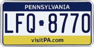 PA license plate LFQ8770