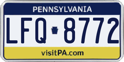 PA license plate LFQ8772