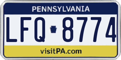 PA license plate LFQ8774