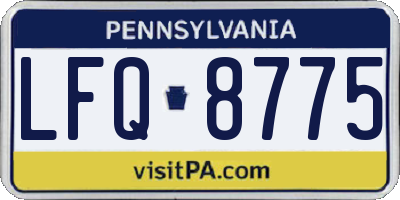 PA license plate LFQ8775