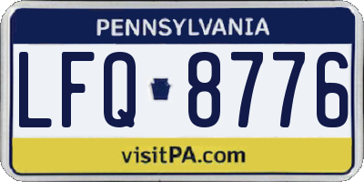 PA license plate LFQ8776