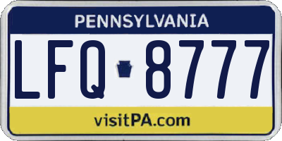 PA license plate LFQ8777