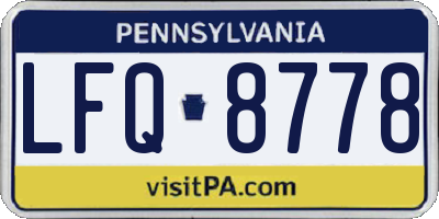 PA license plate LFQ8778