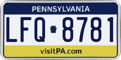 PA license plate LFQ8781