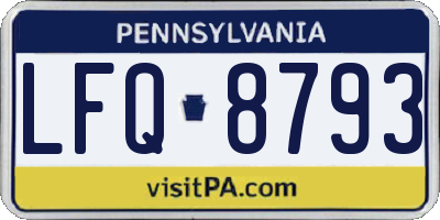 PA license plate LFQ8793