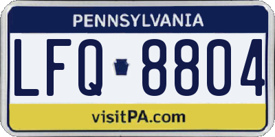 PA license plate LFQ8804