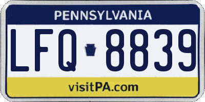 PA license plate LFQ8839